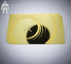 Laser Cut Anodized Gold นามบัตรพร้อมกระจกด้านหลังความหนา 0.3 มม. 0.5 มม